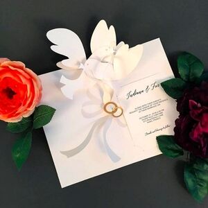 Pop up dove wedding invitation